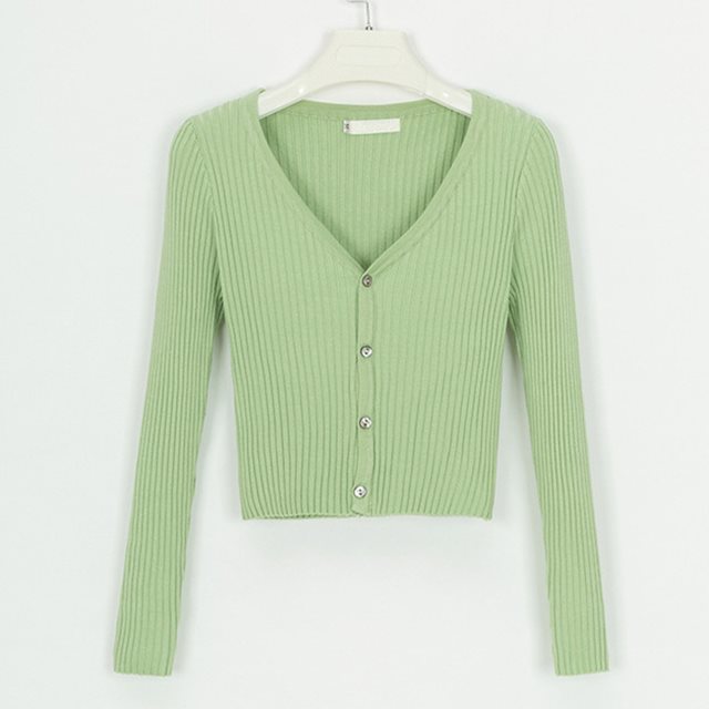 Minimalist Buttoned Slim Knit Cardigan – Soft Lightweight Sweater.