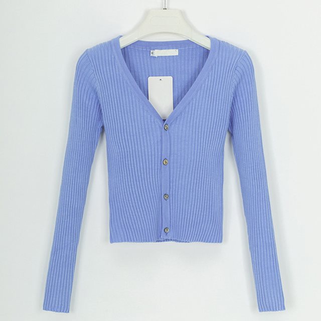 Minimalist Buttoned Slim Knit Cardigan – Soft Lightweight Sweater.