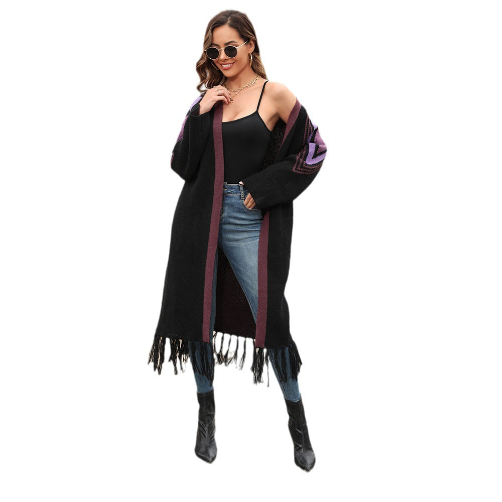 Women’s Chic Tassel Sweater Cardigan – Soft Knit Long Coat.