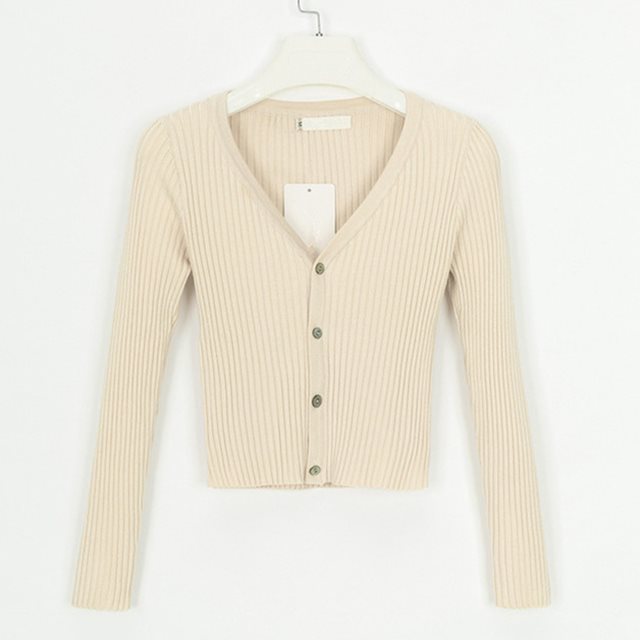 Minimalist Buttoned Slim Knit Cardigan – Soft Lightweight Sweater.