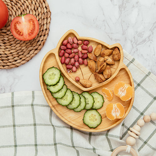 Natural Bamboo Divided Plate - Montessori Feeding Collection
