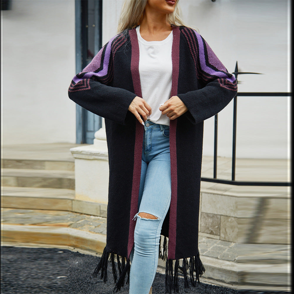 Women’s Chic Tassel Sweater Cardigan – Soft Knit Long Coat.